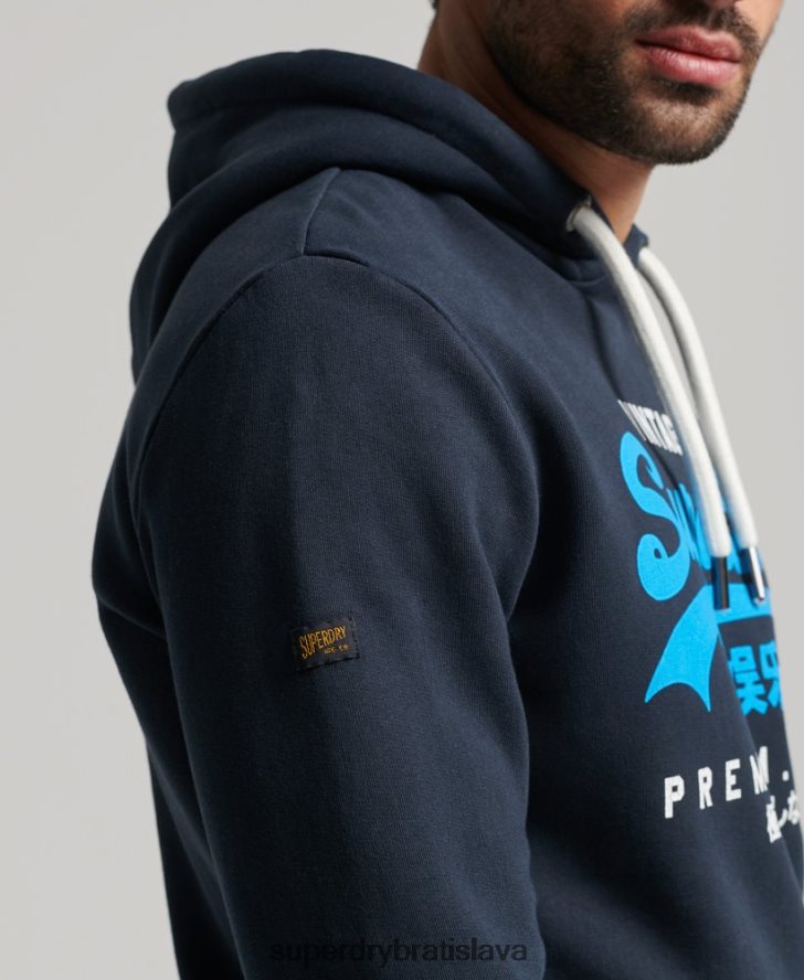 Superdry muži prémiová prefarbená mikina s vintage logom 6B4ZTR457 oblečenie námorníctvo