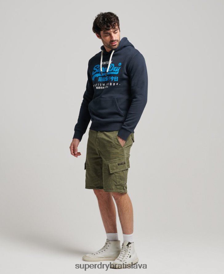 Superdry muži prémiová prefarbená mikina s vintage logom 6B4ZTR457 oblečenie námorníctvo