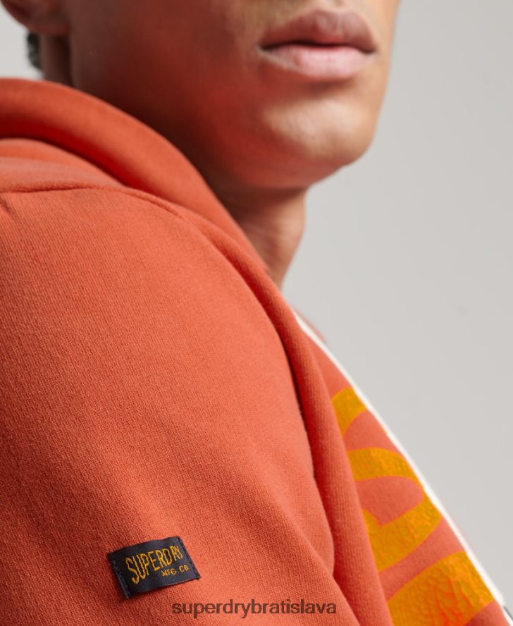 Superdry muži prémiová prefarbená mikina s vintage logom 6B4ZTR471 oblečenie oranžová