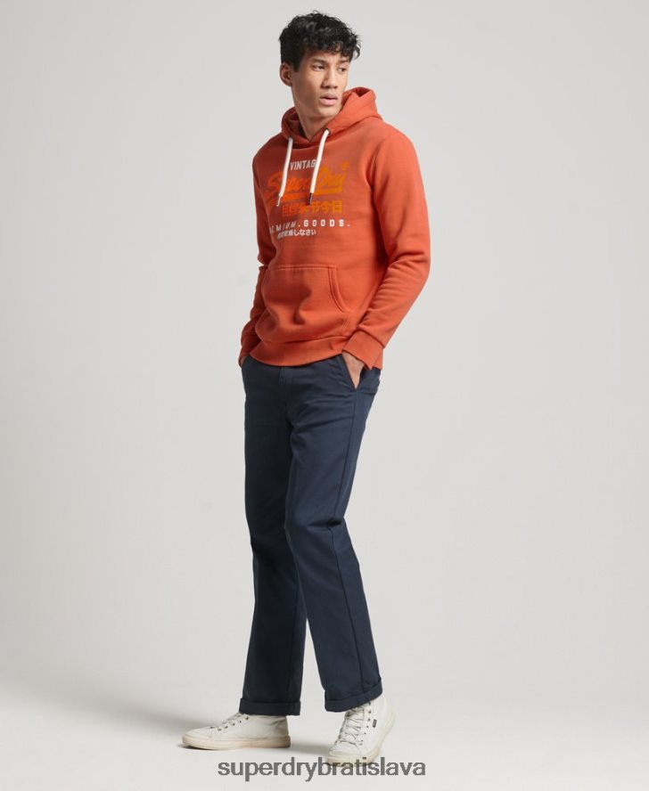 Superdry muži prémiová prefarbená mikina s vintage logom 6B4ZTR471 oblečenie oranžová