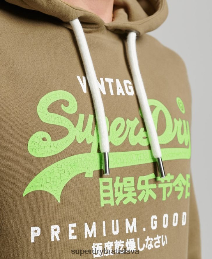 Superdry muži prémiová prefarbená mikina s vintage logom 6B4ZTR524 oblečenie kaki