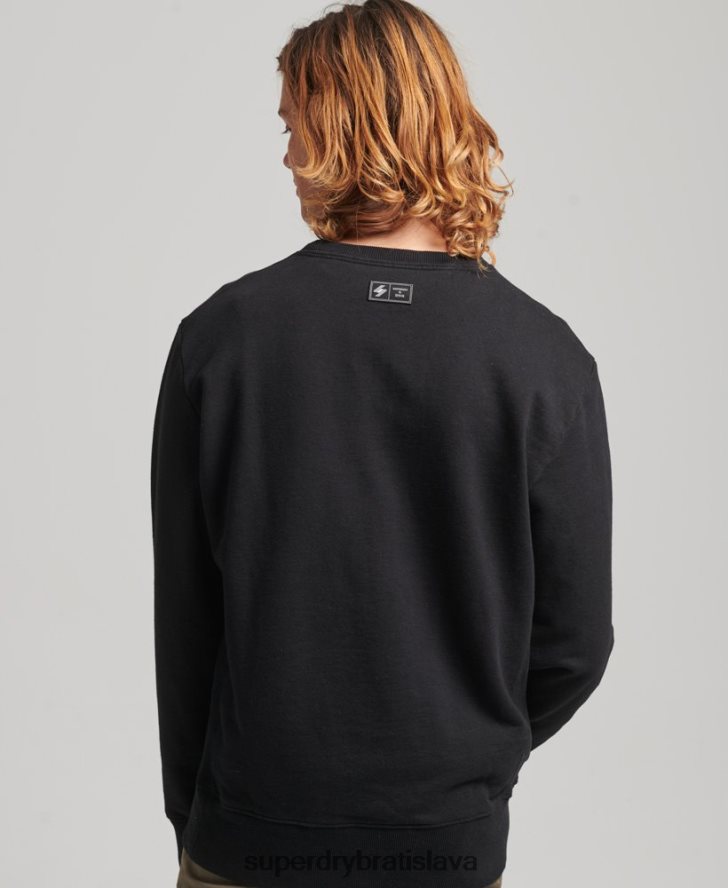 Superdry muži prebytočná grafická voľná crew mikina 6B4ZTR819 oblečenie čierna