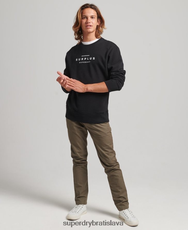 Superdry muži prebytočná grafická voľná crew mikina 6B4ZTR819 oblečenie čierna