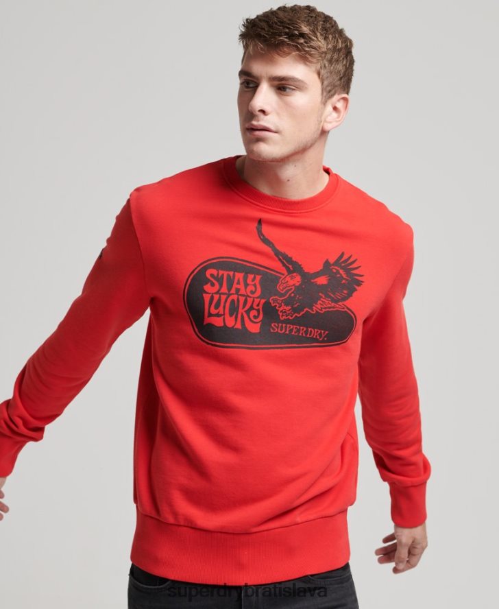 Superdry muži psych rock crew mikina 6B4ZTR667 oblečenie červená