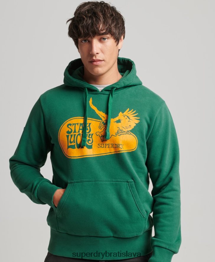 Superdry muži psych rock mikina s kapucňou 6B4ZTR5056 oblečenie zelená