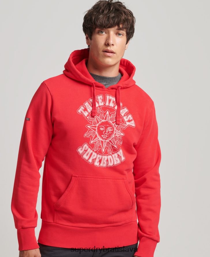 Superdry muži psych rock mikina s kapucňou 6B4ZTR759 oblečenie červená