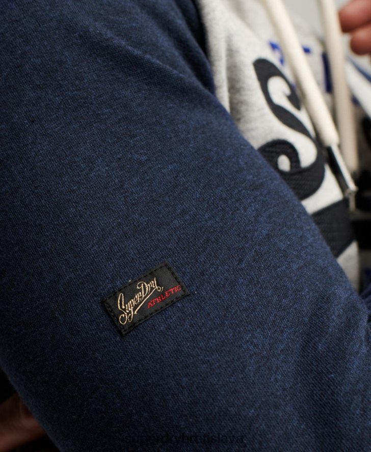 Superdry muži raglánová mikina s kapucňou s vintage logom z organickej bavlny 6B4ZTR479 oblečenie námorníctvo