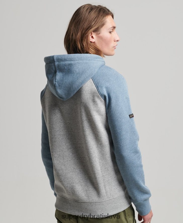 Superdry muži raglánová mikina s kapucňou s vintage logom z organickej bavlny 6B4ZTR812 oblečenie sivá