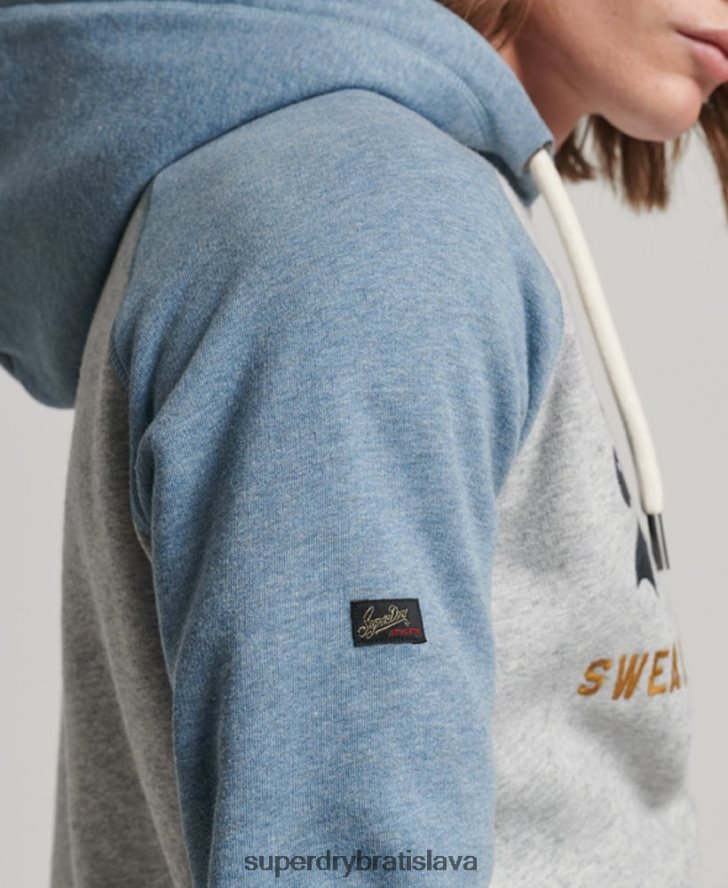Superdry muži raglánová mikina s kapucňou s vintage logom z organickej bavlny 6B4ZTR812 oblečenie sivá