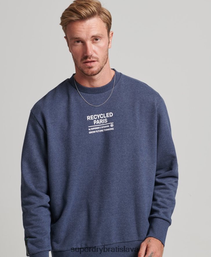 Superdry muži recyklovaná mestská mikina 6B4ZTR5011 oblečenie Modrá