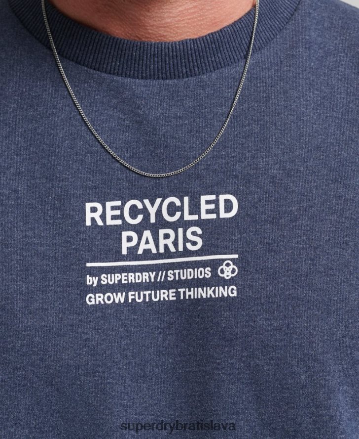Superdry muži recyklovaná mestská mikina 6B4ZTR5011 oblečenie Modrá