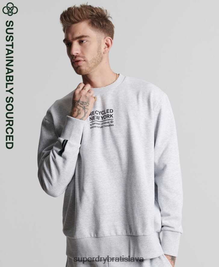 Superdry muži recyklovaná mestská mikina 6B4ZTR5055 oblečenie svetlo šedá