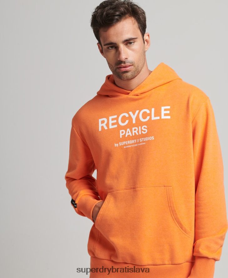 Superdry muži recyklovaná mestská mikina s kapucňou 6B4ZTR747 oblečenie oranžová