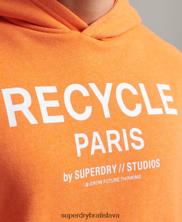 Superdry muži recyklovaná mestská mikina s kapucňou 6B4ZTR747 oblečenie oranžová