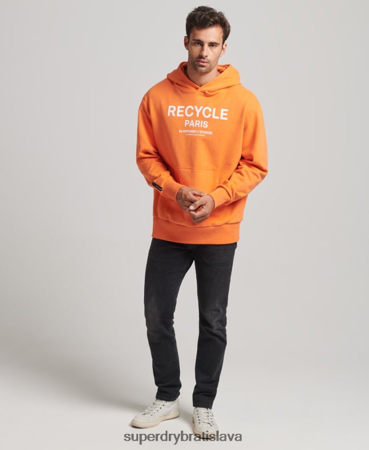 Superdry muži recyklovaná mestská mikina s kapucňou 6B4ZTR747 oblečenie oranžová