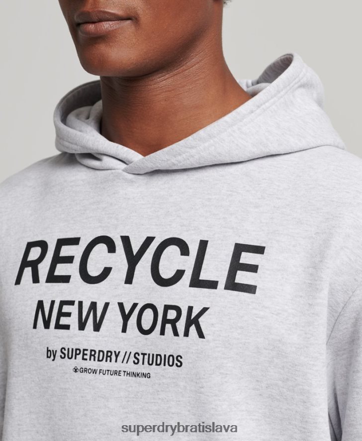Superdry muži recyklovaná mestská mikina s kapucňou 6B4ZTR793 oblečenie svetlo šedá