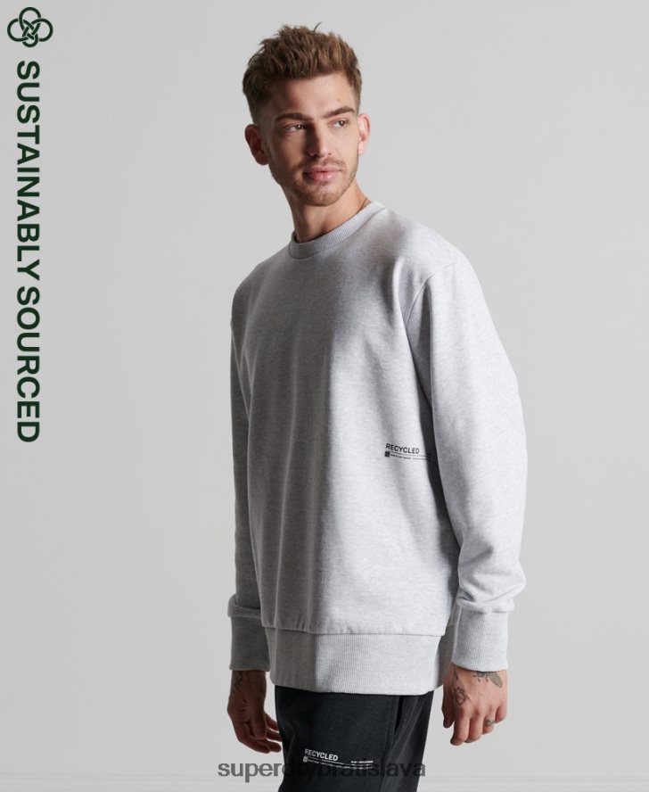 Superdry muži recyklovaná mikina micro mid crew 6B4ZTR890 oblečenie svetlo šedá