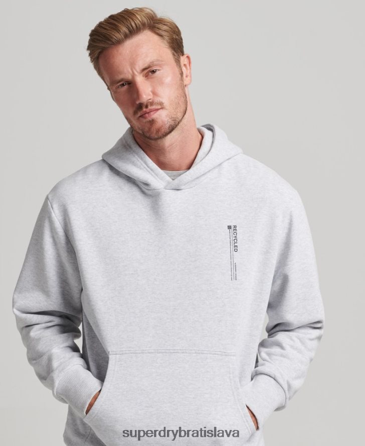 Superdry muži recyklovaná mikina s kapucňou po stranách 6B4ZTR5014 oblečenie svetlo šedá