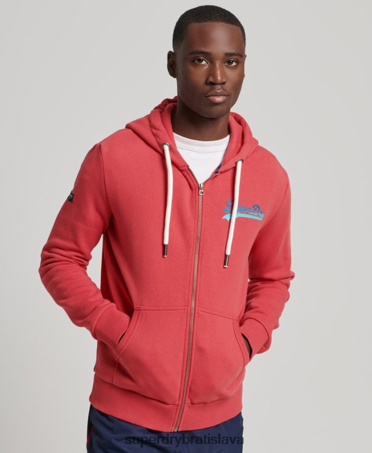 Superdry muži sezónna mikina na zips s vintage logom 6B4ZTR6476 oblečenie červená