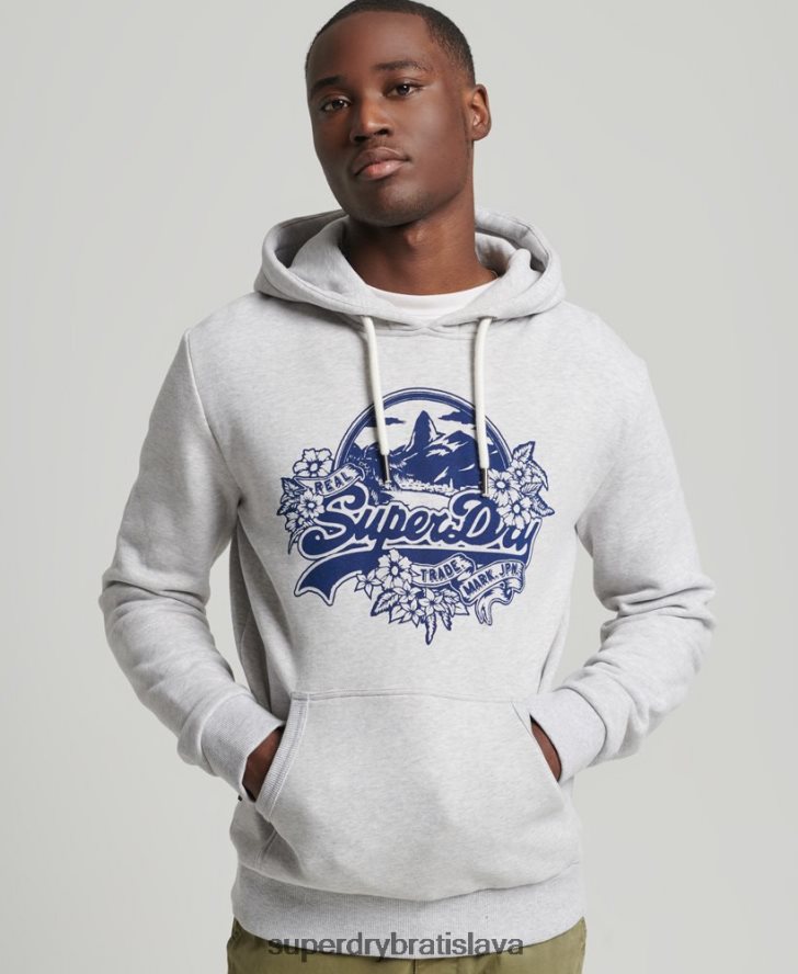 Superdry muži sezónna mikina s vintage logom 6B4ZTR841 oblečenie svetlo šedá