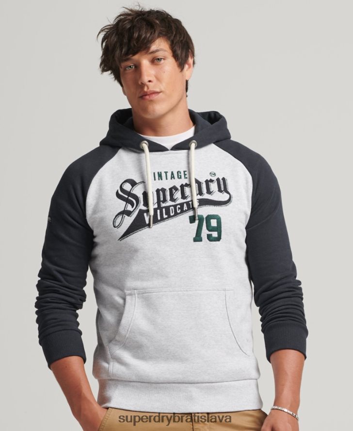 Superdry muži skriptovaná vysokoškolská mikina s kapucňou 6B4ZTR851 oblečenie sivá