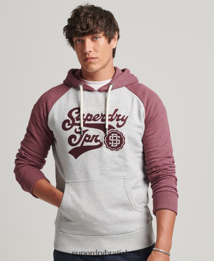 Superdry muži skriptovaná vysokoškolská mikina s kapucňou 6B4ZTR880 oblečenie sivá