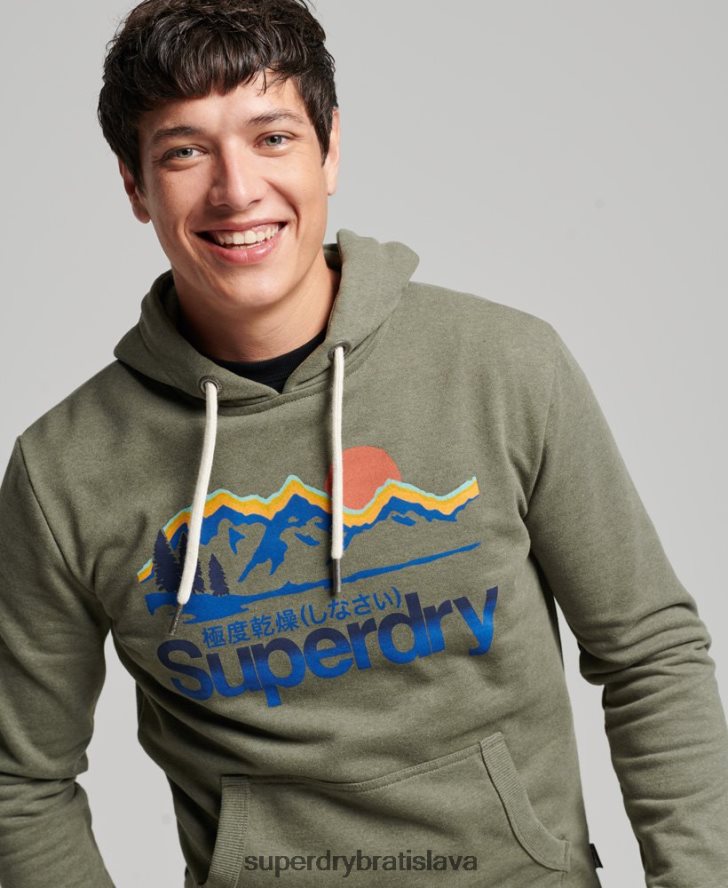 Superdry muži skvelá vonkajšia mikina s kapucňou 6B4ZTR467 oblečenie zelená