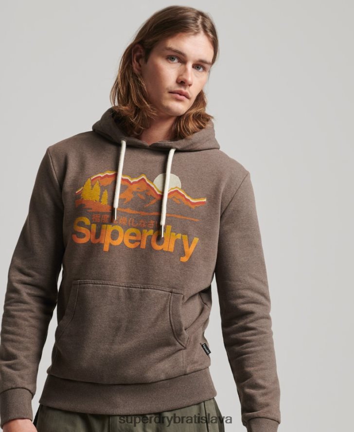 Superdry muži skvelá vonkajšia mikina s kapucňou 6B4ZTR688 oblečenie hnedá
