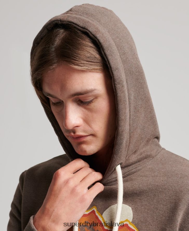 Superdry muži skvelá vonkajšia mikina s kapucňou 6B4ZTR688 oblečenie hnedá