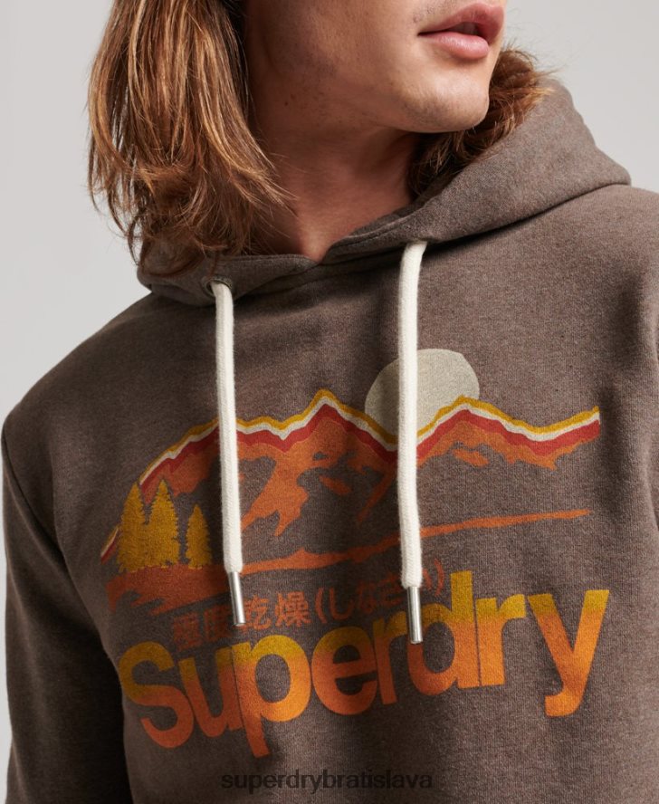Superdry muži skvelá vonkajšia mikina s kapucňou 6B4ZTR688 oblečenie hnedá