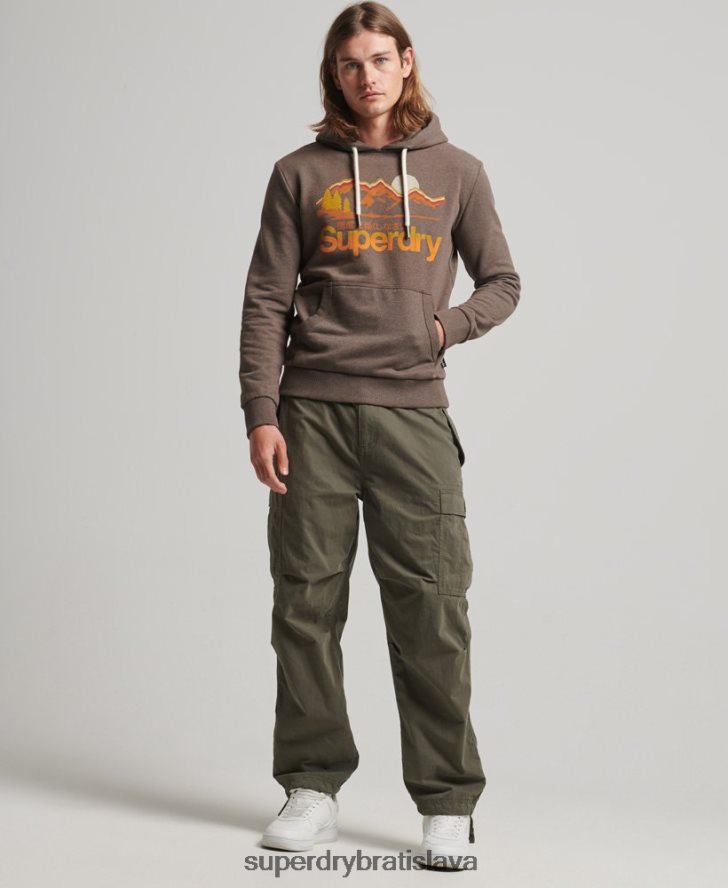 Superdry muži skvelá vonkajšia mikina s kapucňou 6B4ZTR688 oblečenie hnedá