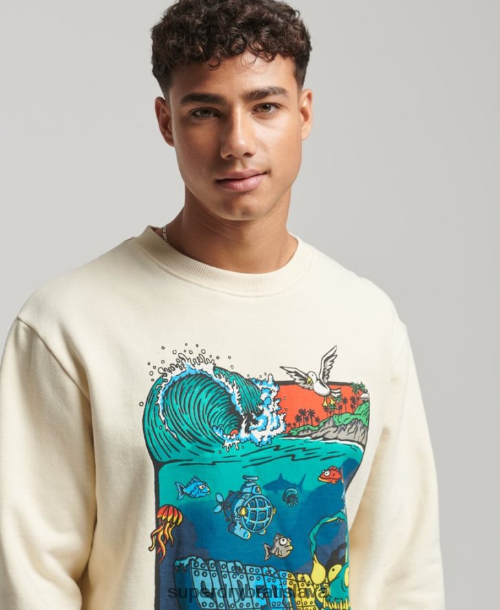 Superdry muži stvorenia crew mikina 6B4ZTR478 oblečenie krém
