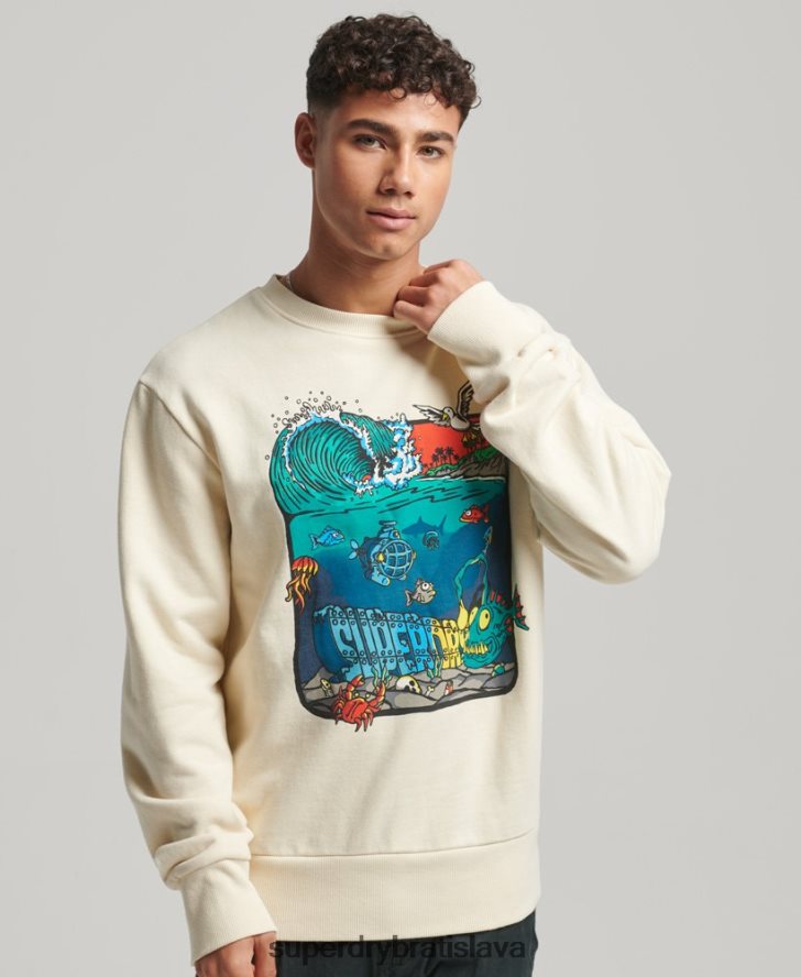Superdry muži stvorenia crew mikina 6B4ZTR478 oblečenie krém
