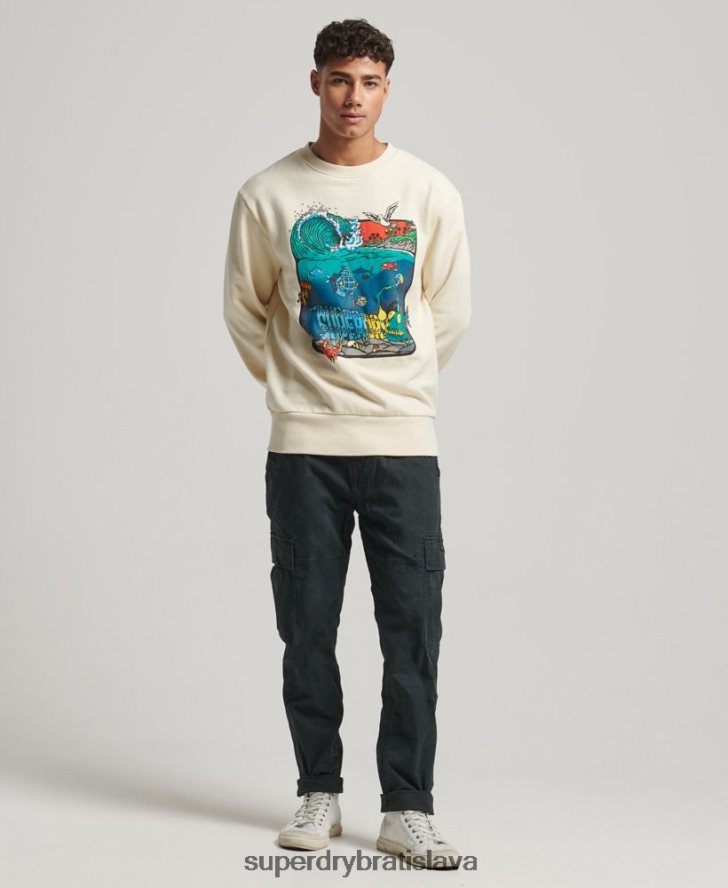 Superdry muži stvorenia crew mikina 6B4ZTR478 oblečenie krém