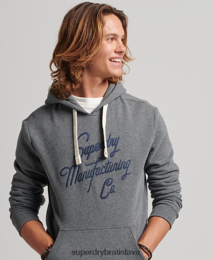 Superdry muži štýlová a vyrobená mikina s kapucňou 6B4ZTR5158 oblečenie sivá