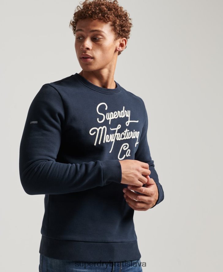 Superdry muži štýlová a vyrobená posádková mikina 6B4ZTR761 oblečenie námorníctvo