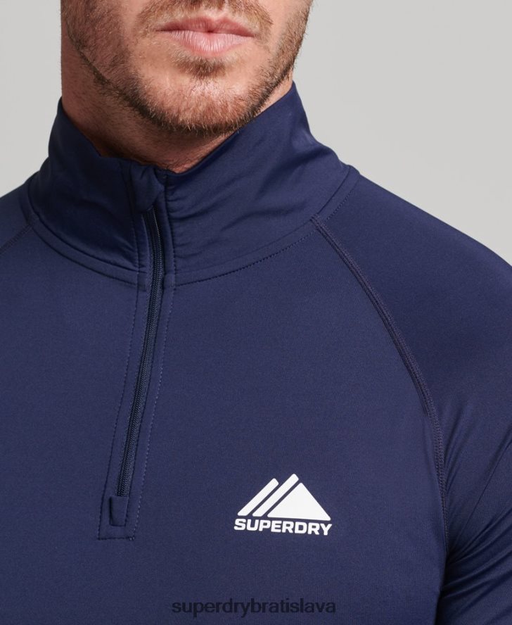 Superdry muži top základná vrstva s polovičným zipsom 6B4ZTR1382 oblečenie námorníctvo