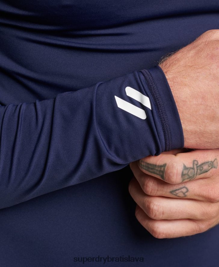 Superdry muži top základná vrstva s polovičným zipsom 6B4ZTR1382 oblečenie námorníctvo