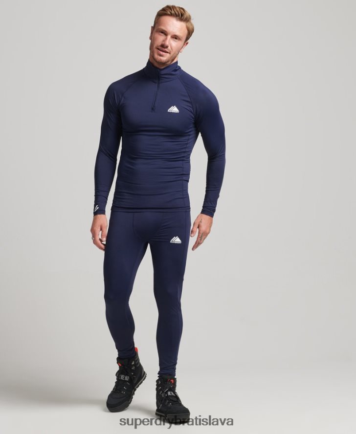 Superdry muži top základná vrstva s polovičným zipsom 6B4ZTR1382 oblečenie námorníctvo