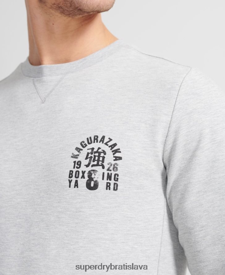 Superdry muži tréningová boxerská mikina crew 6B4ZTR5064 oblečenie sivá