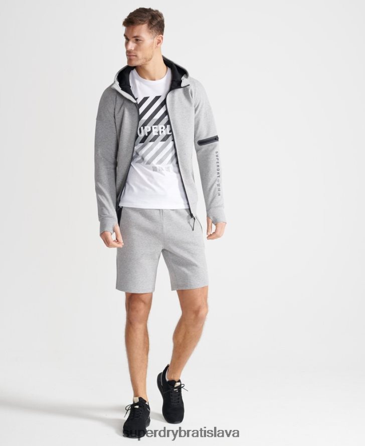 Superdry muži tréningová mikina na zips gymtech 6B4ZTR5176 oblečenie sivá