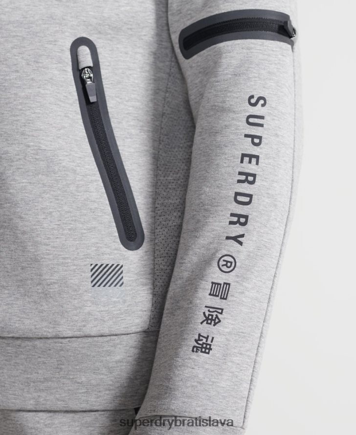 Superdry muži tréningová mikina na zips gymtech 6B4ZTR5176 oblečenie sivá
