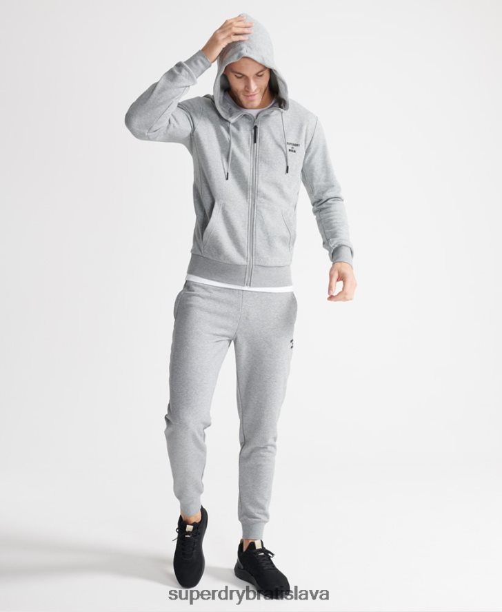 Superdry muži tréningová športová mikina na zips 6B4ZTR5362 oblečenie sivá