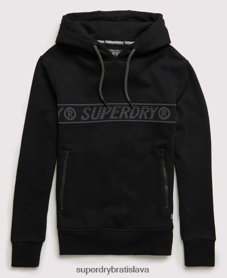 Superdry muži univerzálna pásková mikina s kapucňou 6B4ZTR903 oblečenie čierna