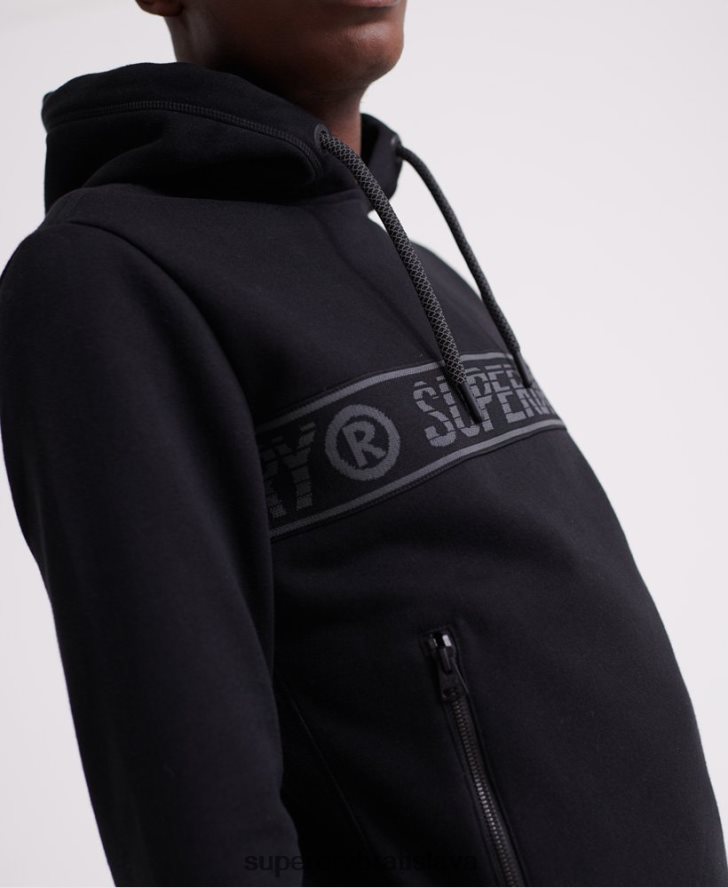 Superdry muži univerzálna pásková mikina s kapucňou 6B4ZTR903 oblečenie čierna