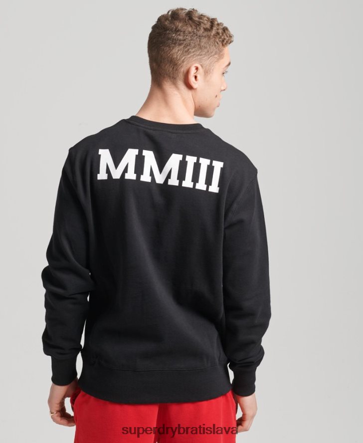 Superdry muži univerzitná mikina arch crew 6B4ZTR5134 oblečenie čierna