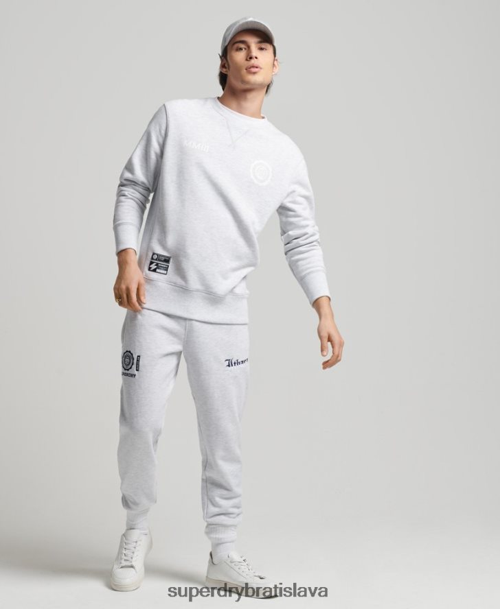 Superdry muži univerzitná mikina arch crew 6B4ZTR778 oblečenie svetlo šedá