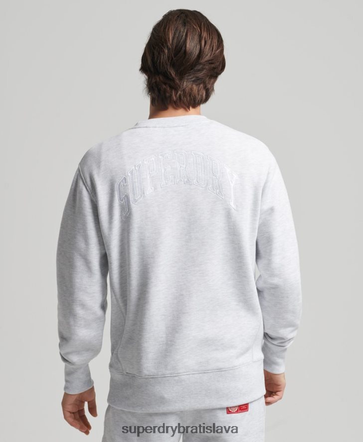 Superdry muži univerzitná mikina arch crew 6B4ZTR778 oblečenie svetlo šedá