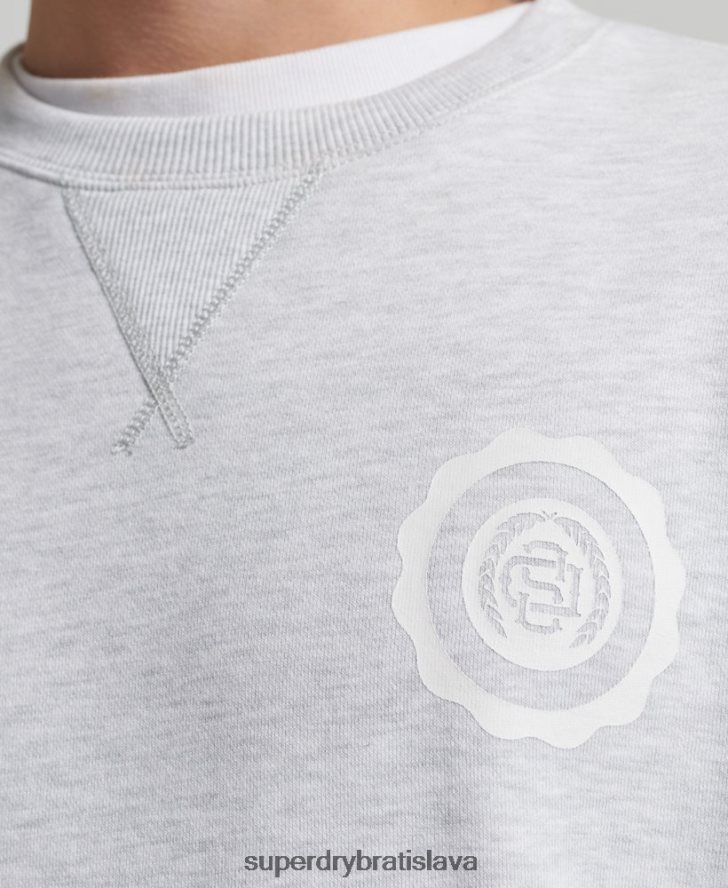 Superdry muži univerzitná mikina arch crew 6B4ZTR778 oblečenie svetlo šedá