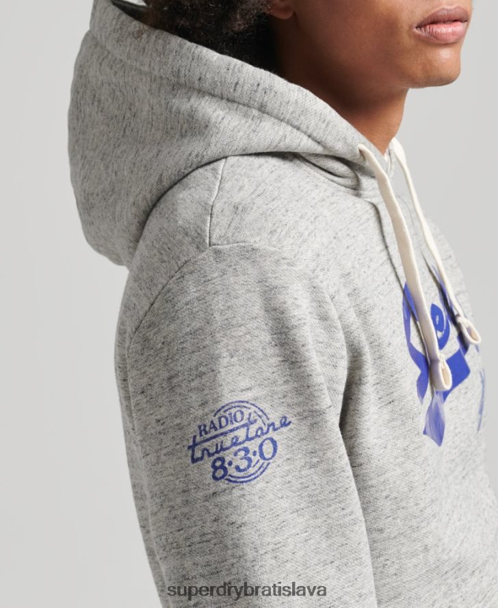 Superdry muži vintage atletická mestská mikina s kapucňou 6B4ZTR5178 oblečenie sivá